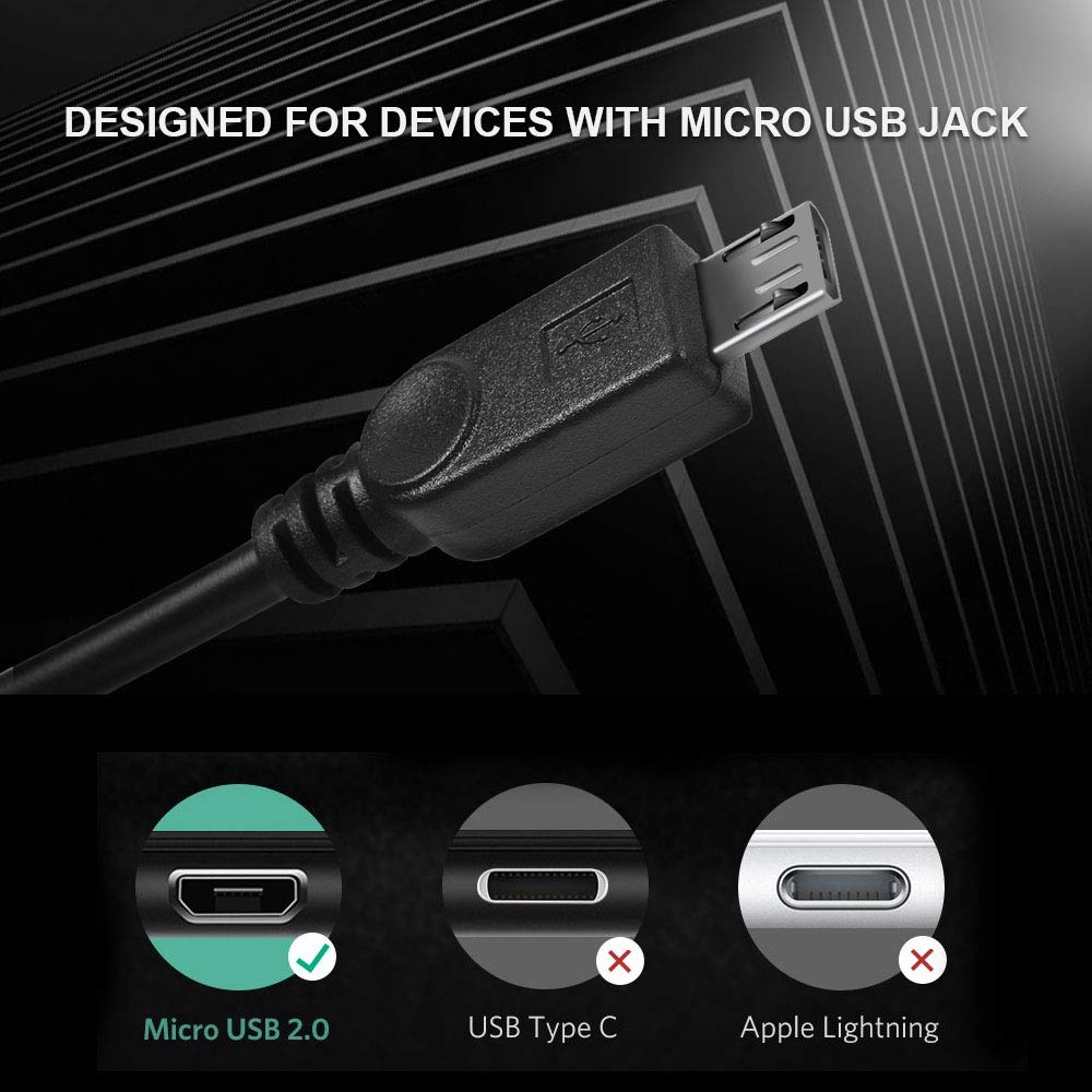 UCEC Dual Micro USB Charging Cable USB to Micro USB Splitter Adapter Android Charger Cord Data Transfer fit for Samsung Galaxy S7 Edge S6 S5 Note PS4