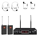 innopow 200-Channel Wireless Lavalier Microphone, Dual UHF Bodypack Cordless Lavalier Mic System Set, Auto Scan, Long Range 200-240Ft, 16 Hours Use