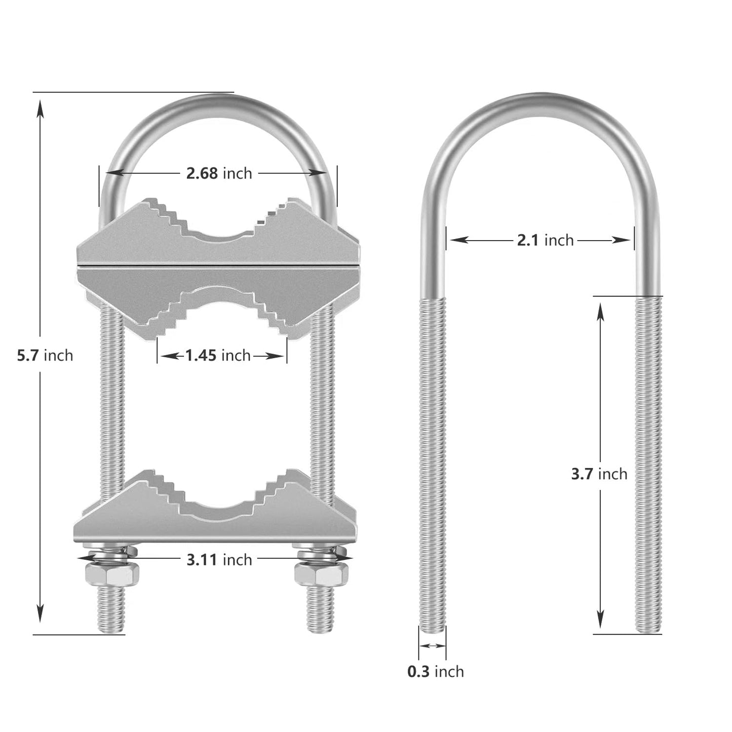 Double Antenna Mast Clamp Heavy Duty V-Jaw Bracket with U Bolts, Sturdy Mast to Mast Mounting Hardware for Outdoor Antenna?2 Sets?, Slinkdsco