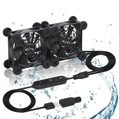 Xiaoqijia Dual 80mm Cooling Fan - 10-Speed USB 5V/DC 12V Power, IPX5 Waterproof for Tablet, TV, Router, Xbox, DVR, Computer Cabinet, Greenhouse