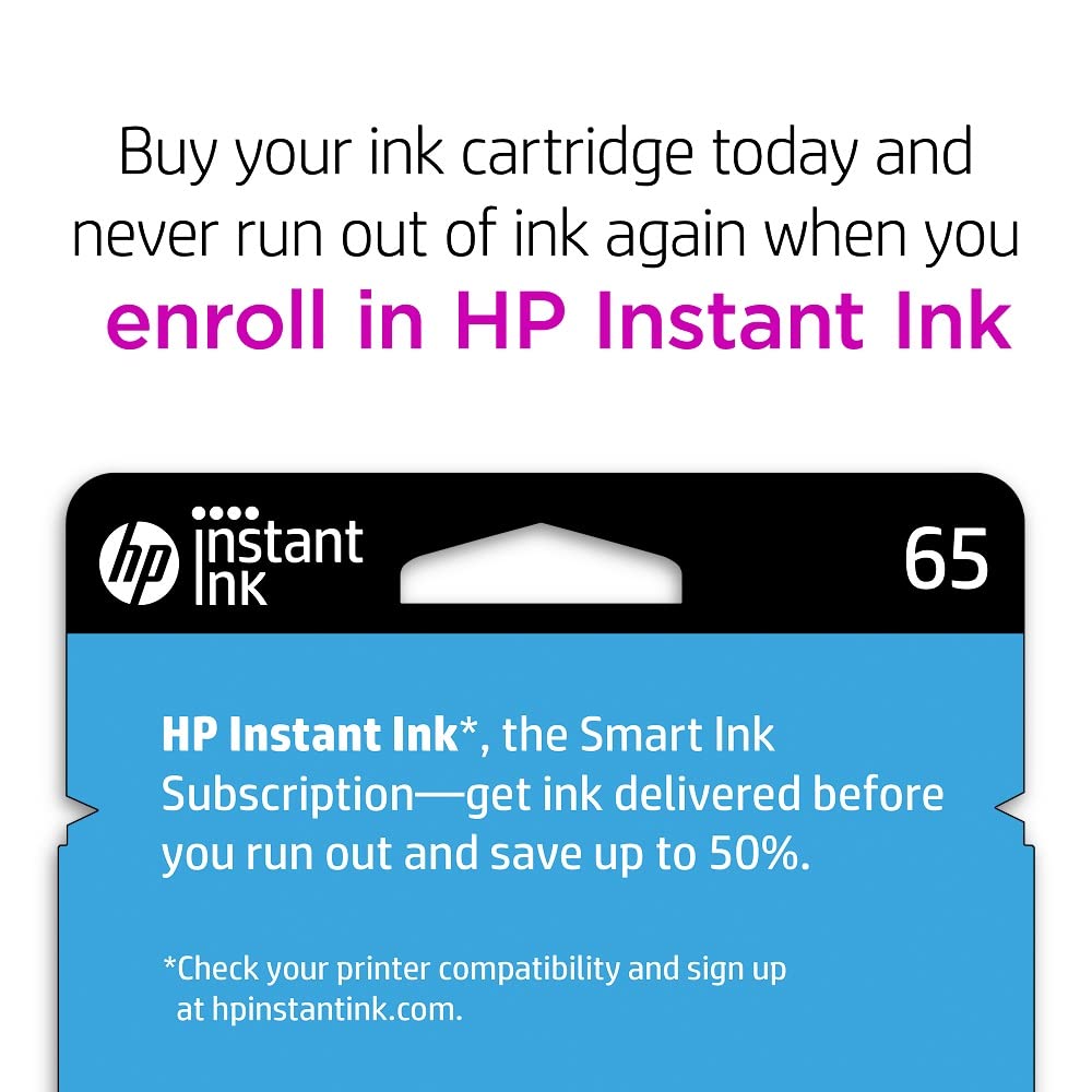 HP 65 Tri-Color Ink Cartridge | Works with AMP 100, DeskJet 2600, 3700; Envy 5000 | Eligible for Instant Ink | N9K01AN