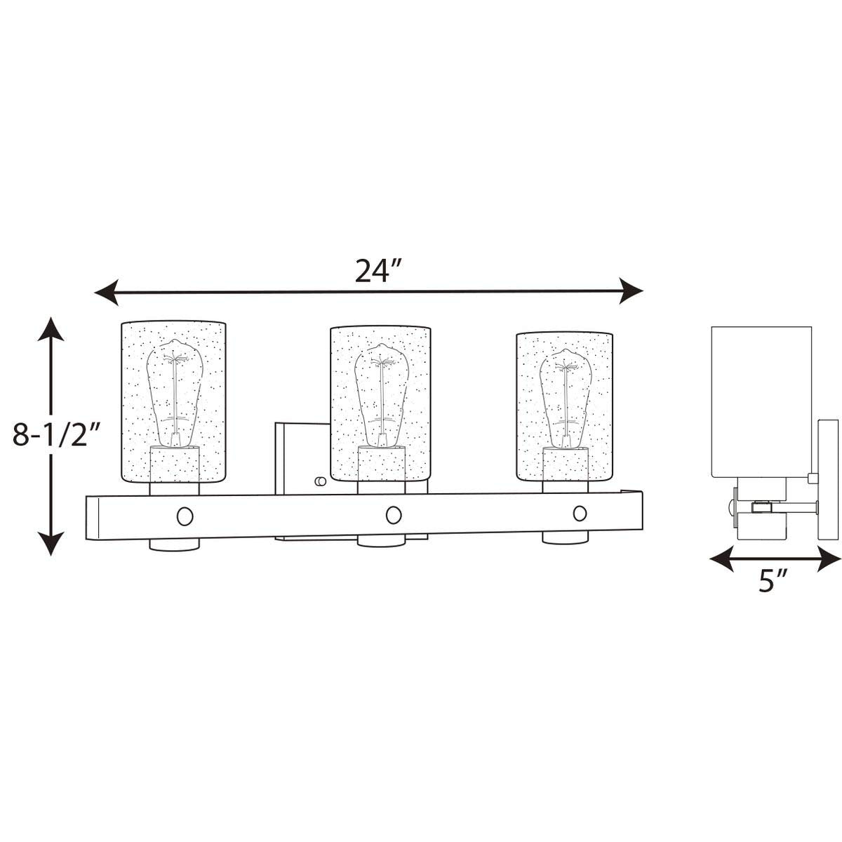 Progress Lighting Gulliver Collection 3-Light Clear Seeded Glass Coastal Bath Vanity Light Galvanized