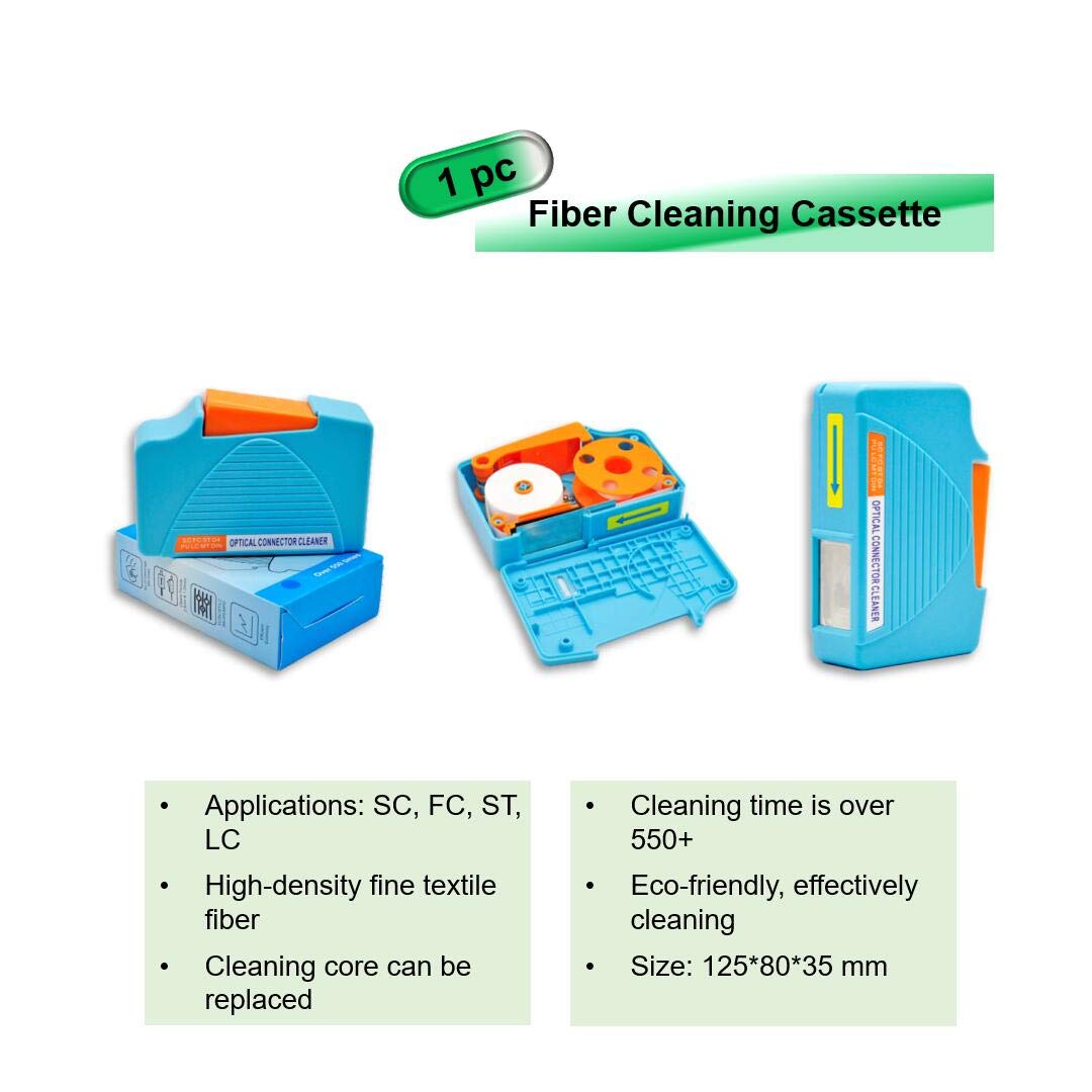 QIIRUN Fiber Optic Cleaning Kit - Fiber Cleaner for FC SC ST LC Connector, FTTH Fiber Cleaning Cassette (550+ Cleans), 1.25mm & 2.5mm Fiber Optic