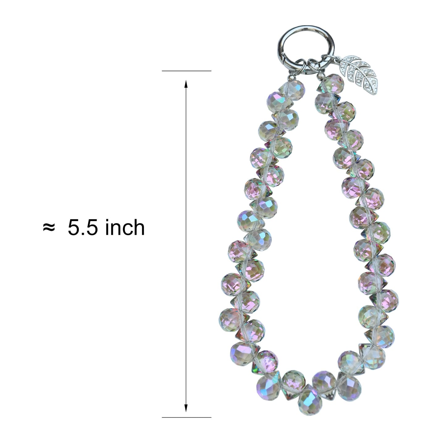 Yeazon Cell Phone Wrist Strap Crystal Beaded Phone Chain Bling Mobile Lanyard Keychain Wristlet Bracelet for Women,2Pcs (Purple)