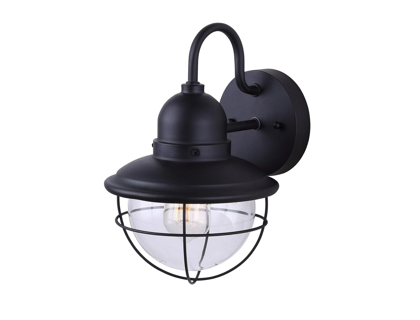 Canarm 1 -Light Oudoor Lantern, Black Finish Wall Mounted with Clear Glass and Wire Cage Shade, Durable Outdoor Lighting for Porch, Entryway, Patio or