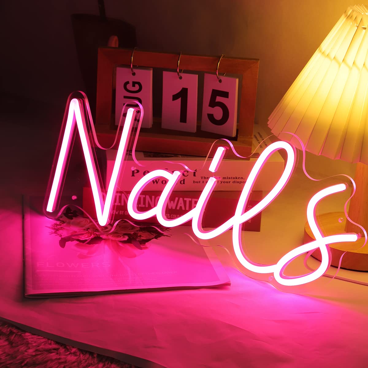 Planzo Nails LED Neon Light Sign Cool Girls Bedroom Desk Wall Decor Beauty Salon Studio Business Stores Logo Barber Shops Signs Boss Lady Birthday