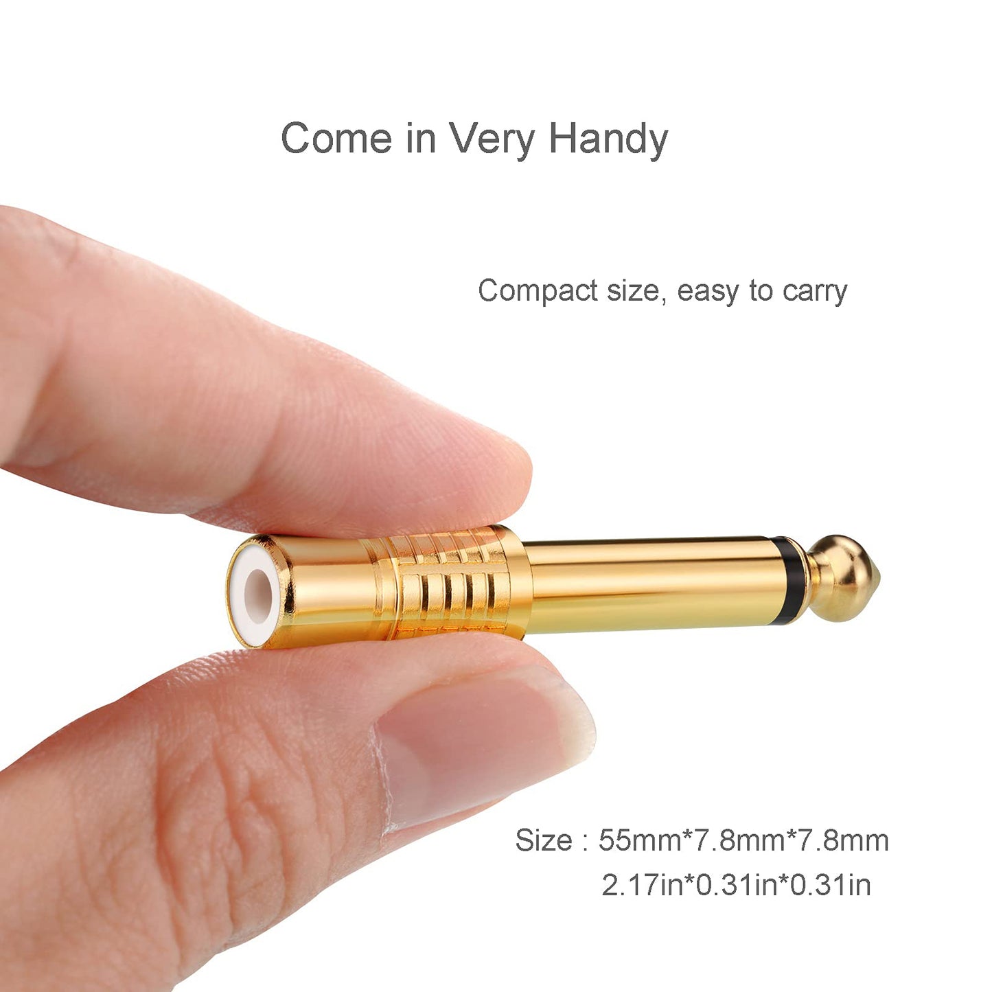 Borsuer RCA to 1/4, 2Pcs RCA to 1/4" Adapter Female to 6.35mm 1/4 inch Male Mono TS Audio Adaptors Gold Plated Copper