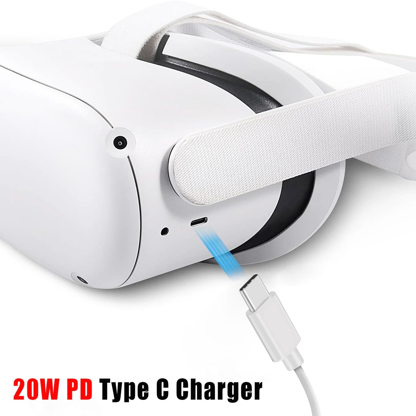 SEEHOM 20W PD Charger Replacement for Oculus Quest 2, USB C Fast Charger Compatible with Oculus/Meta Quest 3/2/1 VR Headset Charging Cable Cord 6.6FT