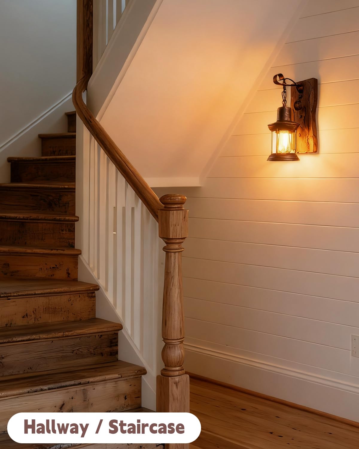 LightInTheBox Retro Rustic Wall Sconces, Industrial Vintage Wall Light Fixtures Farmhouse Antique Wooden Wall Lamp for Aisle, Vanity Mirror, Hallway