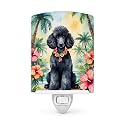 Caroline's Treasures Black Poodle Luau Ceramic Night Light Compact, UL-Certified, Ideal for Bedroom, Bathroom, Nursery, Hallway, Kitchen, 6x4x3