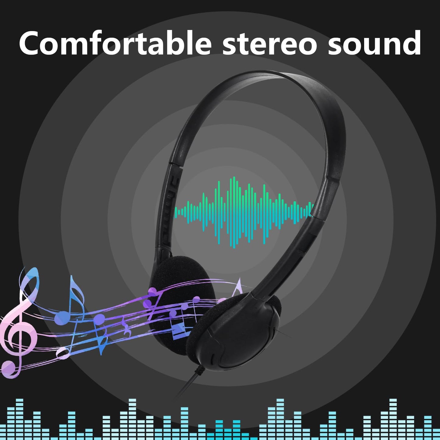 TJZXGUI Headphones Bulk for Classroom School Students 20 Pack Class Set Headphones for School Students Teenagers Boys Girls 3.5mm Jack (Black)