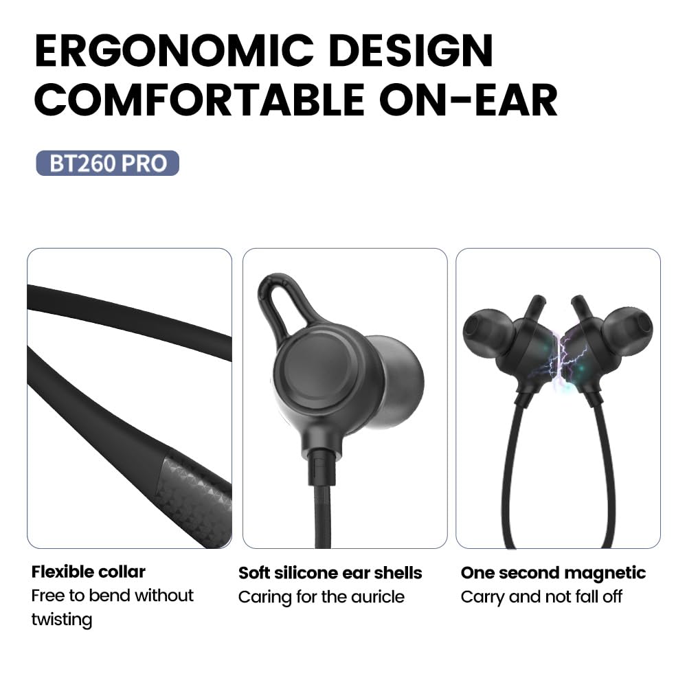 CXPSUE Wireless Earbuds Bluetooth 60H Playtime with Charging Case Noise Cancelling Mic in-Ear Stereo Sound Easy Pairing for Smartphone Sports (Dark)