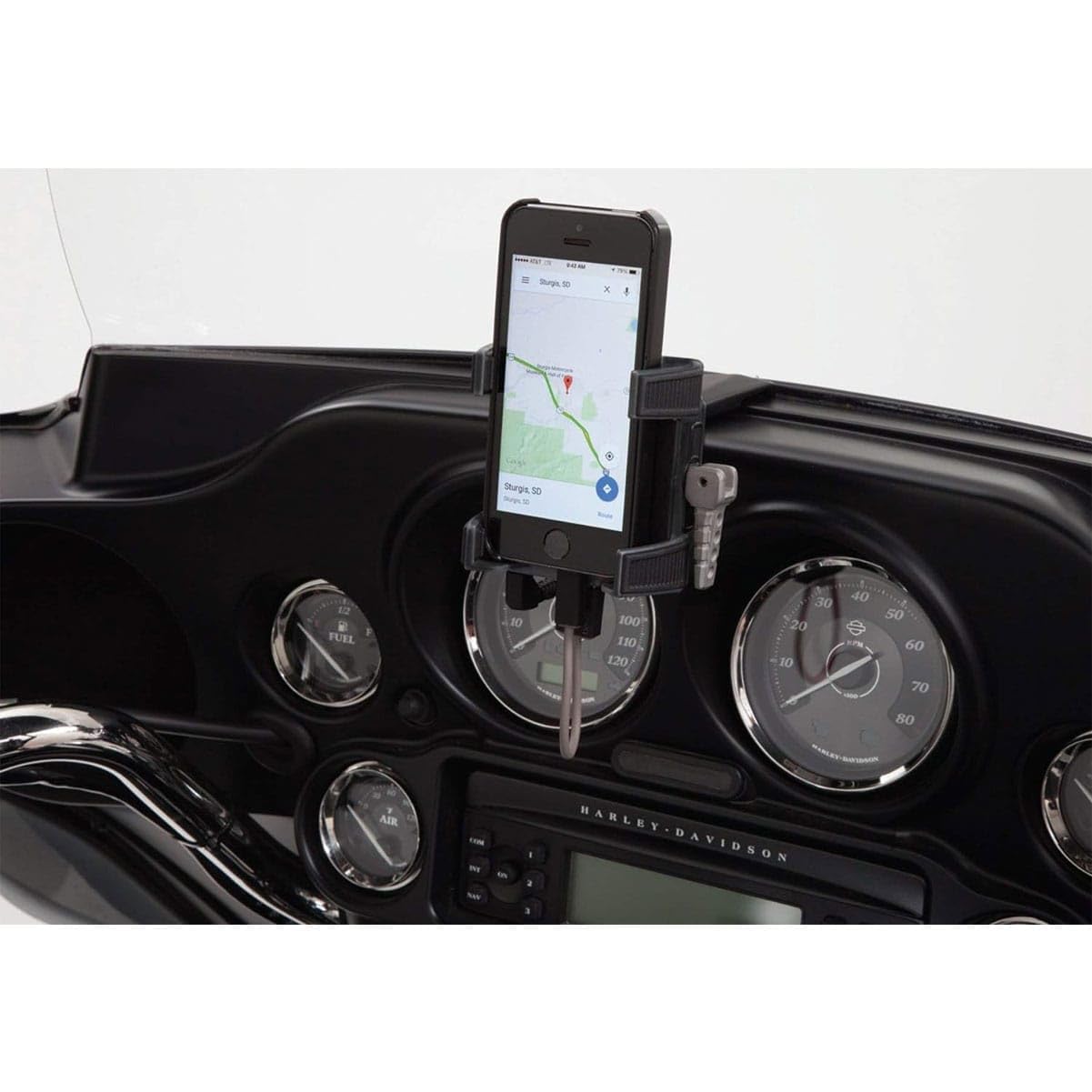 Ciro 50217 Smartphone/GPS Holder (Black Fairing Mount with Charger for 2014-2016 Flht/Flhx Touring Models)