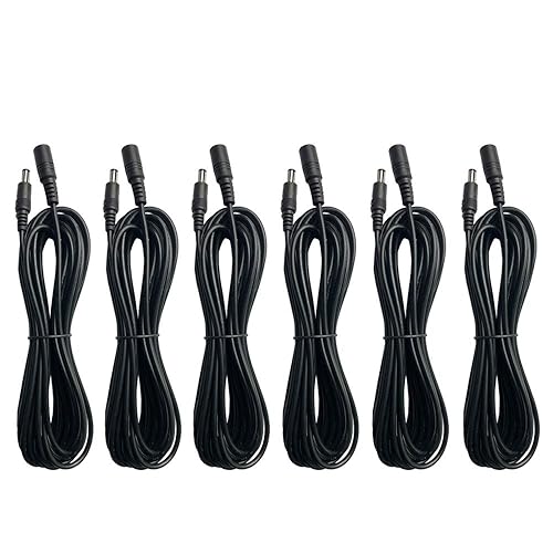 DC 12V Power Adapter Extension Cord Cable 6ft 2.1mm × 5.5mm Male to Female Plug for CCTV Security Surveillance IP Cameras, LED Lights Strip, Baby