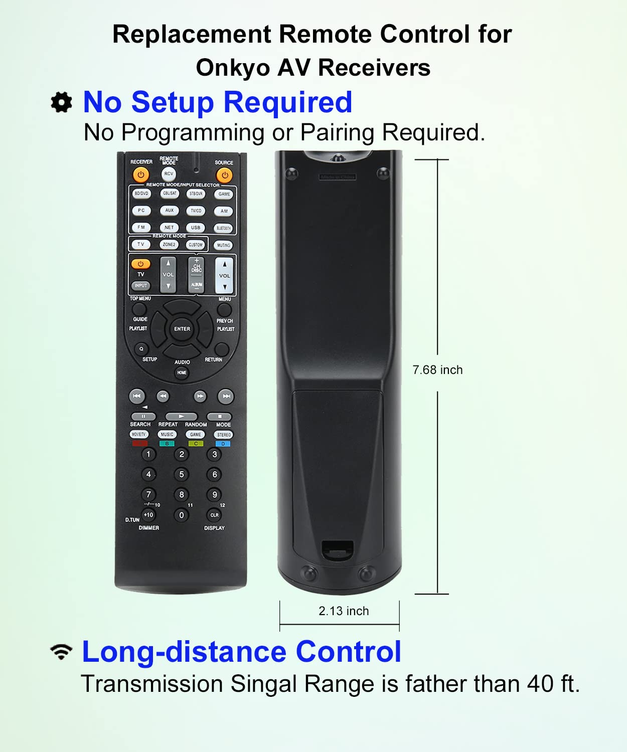 JISOWA Replacement Remote Control for Onkyo HT-R393 RC-879M HT-S370 RC-880M TX-NR535 RC879M HT-R693 RC880M HT-R993 HT-S9700THX HT-RC660 HT-S7700