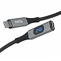 Plugable USB C Extension Cable 3.3 Ft, Digital Power Meter Tester for Monitoring USB-C Connections, Supports Fast Charging up to 240W, 4K 60Hz