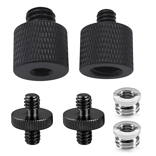 Threaded Tripod Screw Adapter Double Head Stud Standard Mounting Thread Converter 1/4" Male to 3/8" Female Adapter Set for Camera Cage Mount Light