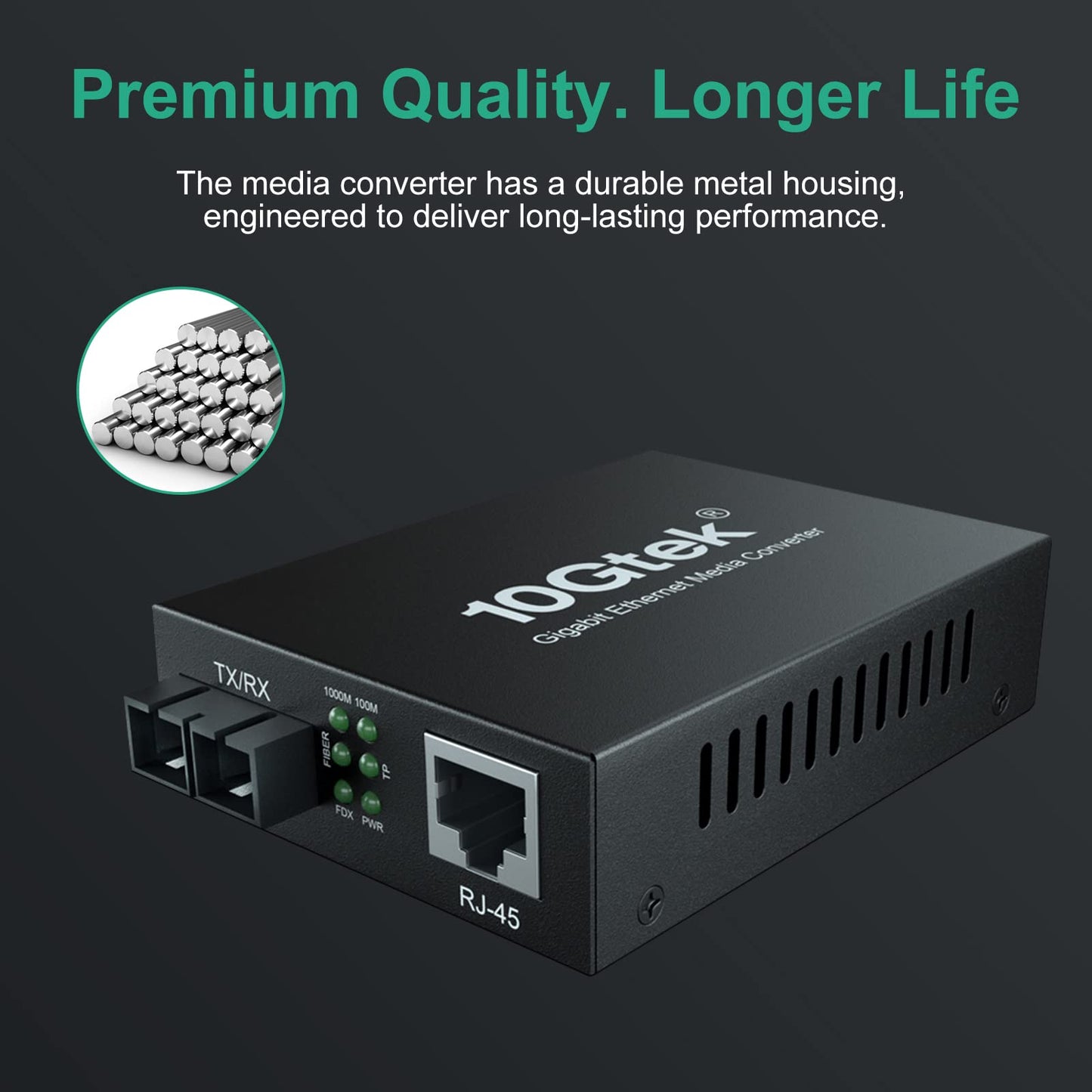 ipolex Gigabit Single-Mode SC Fiber to Ethernet Media Converter, Built-in 1000Base-LX SFP Module, 1310nm, SMF, Duplex, 20KM, Dual SC Fiber