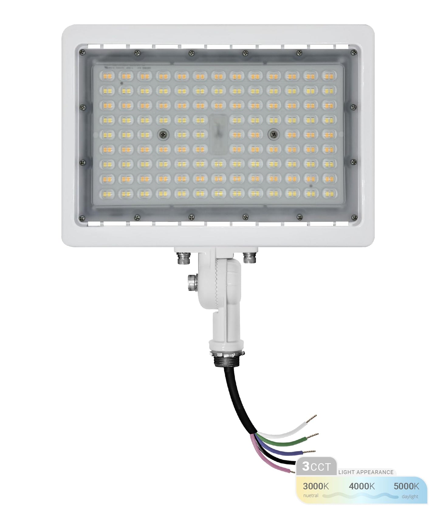 NUWATT 90W LED Flood Light, 3CCT 3000K/4000K/5000K Selectable, IP65 Waterproof Lighting, Adjustable Knuckle Mount, 12600LM, 0-10V Dimmable, 120-277V