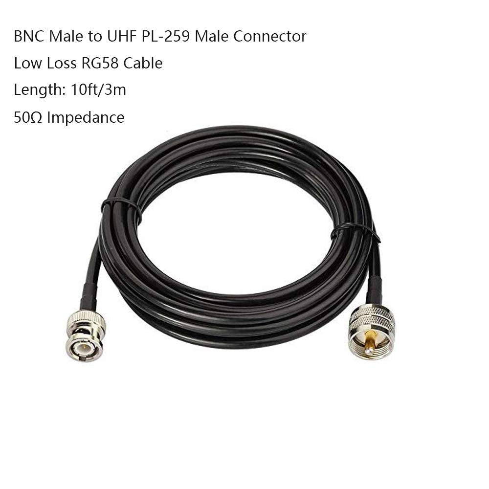 OLOEY BNC Male to UHF PL-259 Male RG58 Cable 10ft/3m for CB Ham Two Way Radio Antenna Amateur Radio Transceiver FM Transmitter Radio Scanner Arrester