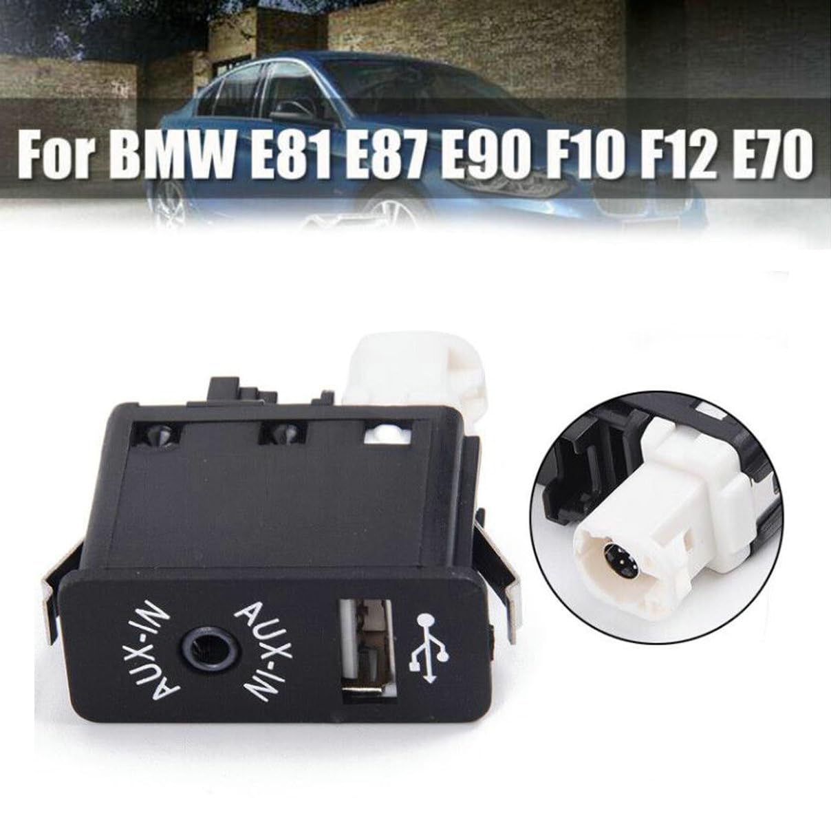 fitfoyo USB AUX Input Socket Switch Car USB AUX Input Socket for BMW X1 X3 E70 E81 E87 E90 F10 F12 E82 Replace# 84109237653