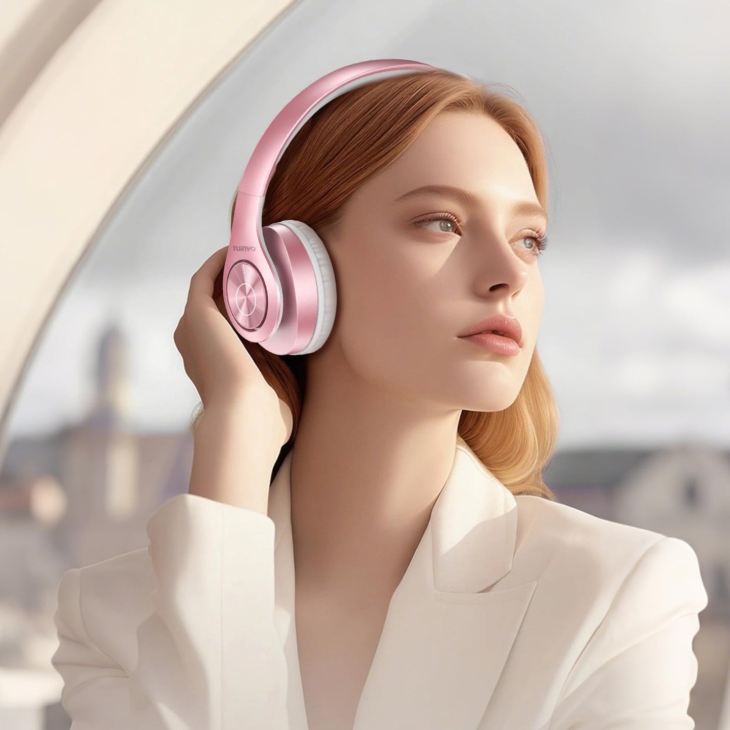 TUINYO Bluetooth Headphones Wireless, Over Ear Stereo Wireless Headset 40H Playtime with deep bass, Soft Memory-Protein Earmuffs, Built-in Mic Wired…