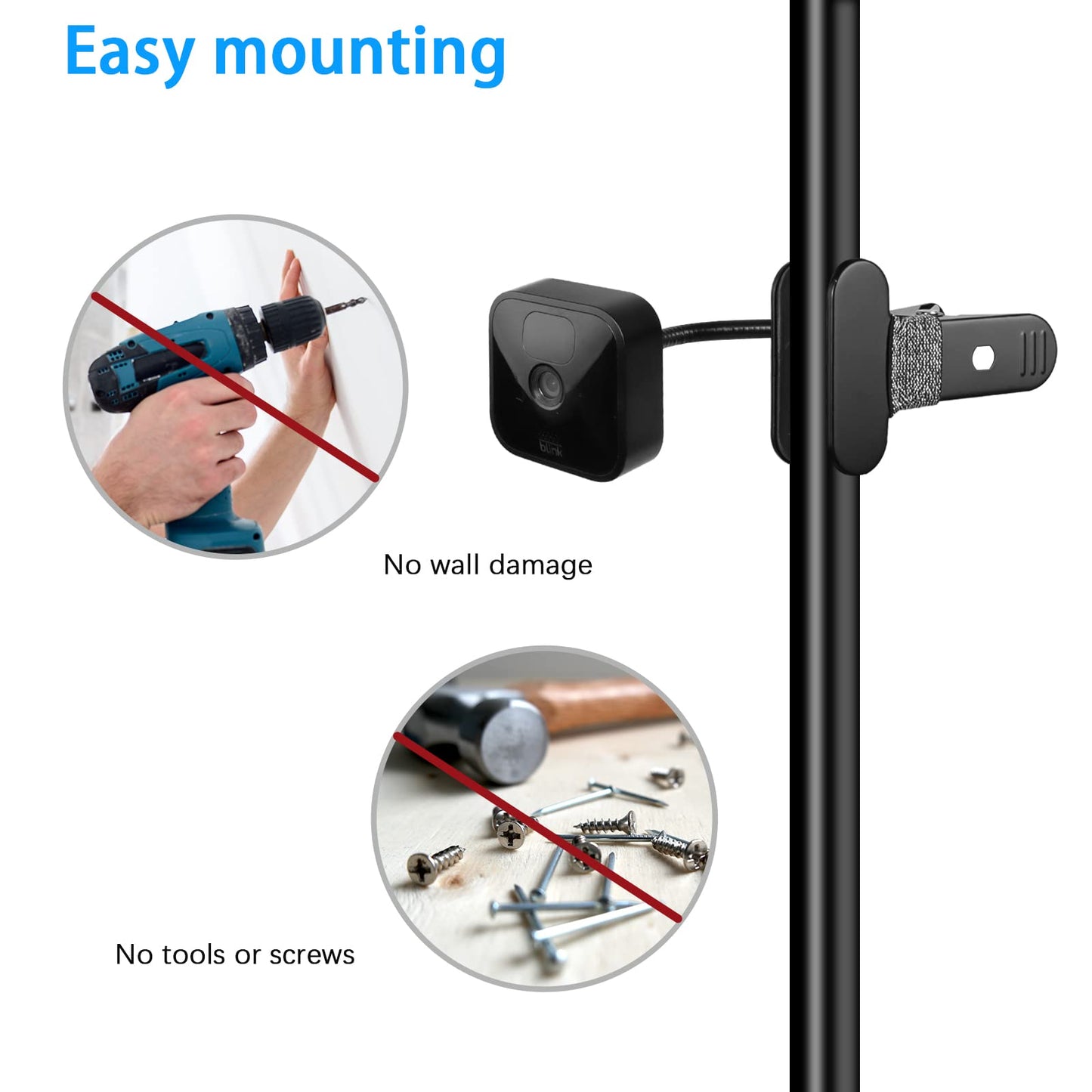 Adjustable Mount for Blink Outdoor 4, Blink XT2, Blink XT and Blink Mini Camera,Heavy Duty Clamp Mount(Black, 2 Pack)