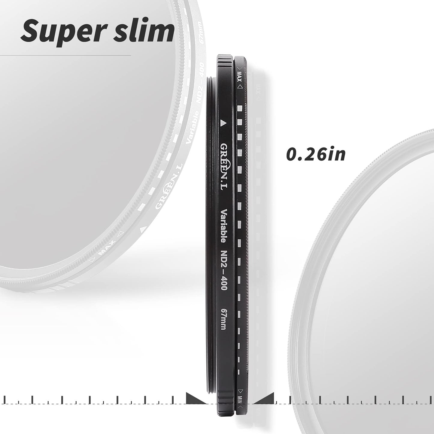 GREEN.L 82mm Variable ND Filter, Ultra Slim ND2 to ND400 (1-9 Stops) Adjustable Neutral Density Filter for Camera Lens