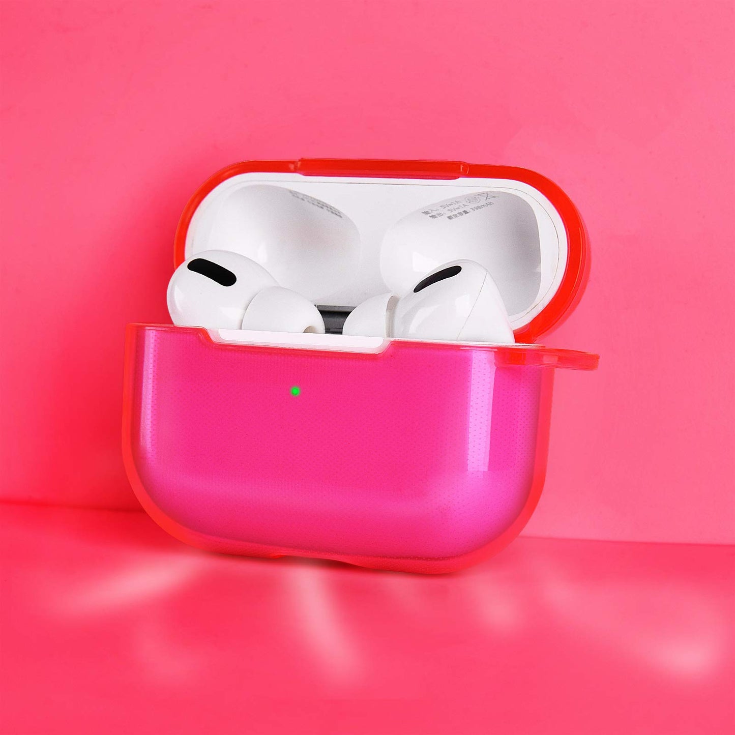 AIRSPO Clear Case for AirPods Pro Charging Case, Soft TPU, Crystal Clear, Wireless Charging Compatible, Neon Hot Pink