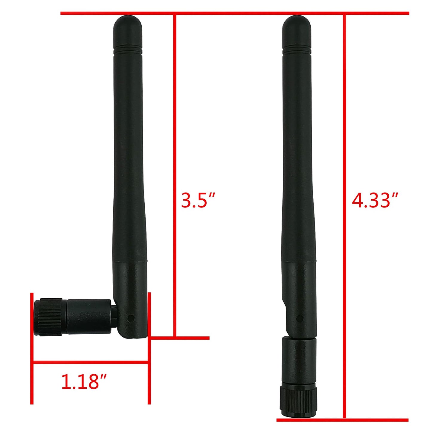 QAREQU Computer Networking RP-SMA Antenna (2-Pack), 2dBi Dual Band WiFi 2.4GHz 5GHz BT Wireless Signal (RP-SMA Male (Hole))