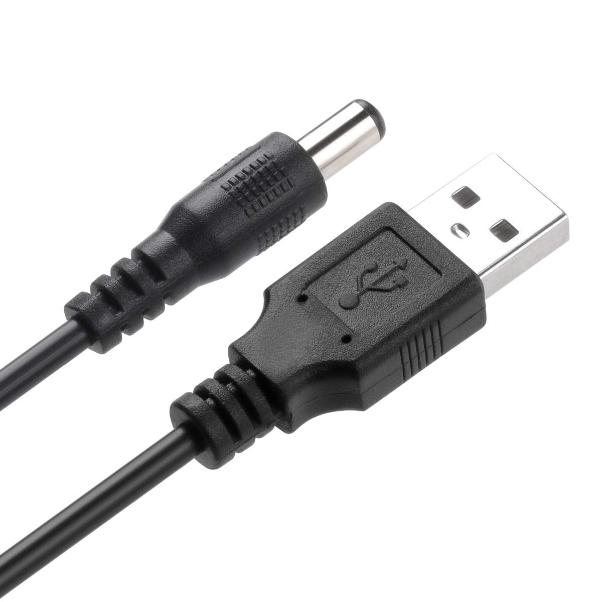 TENINYU USB 2.0 A Male to DC 5.5x2.1mm 5 Volt 24AWG DC Connector Charge Barrel Jack Power Cable Black, 3FT (Max 2.5 Ampere Power Cable, Center PIN