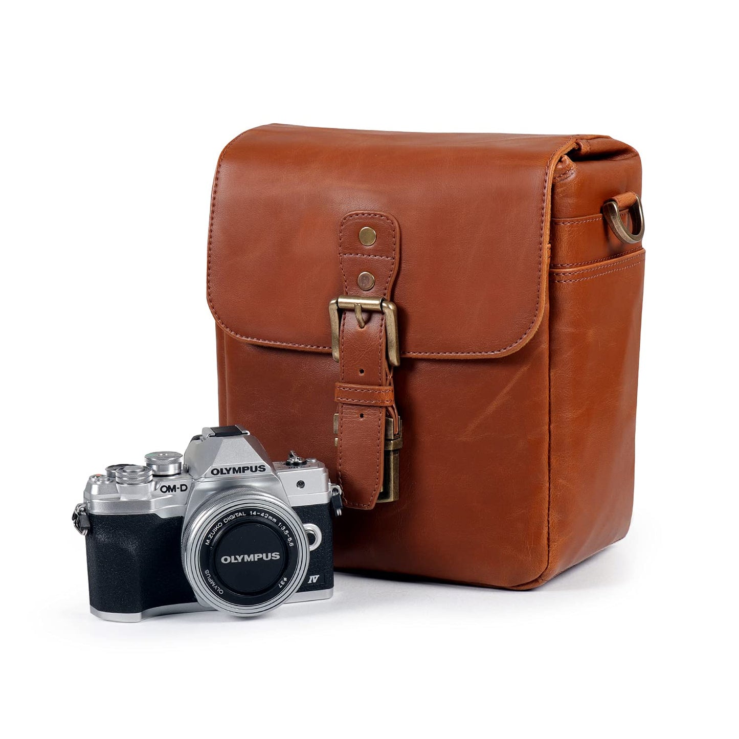 MegaGear Leather Camera Messenger Bag for Mirrorless, Instant and DSLR Cameras