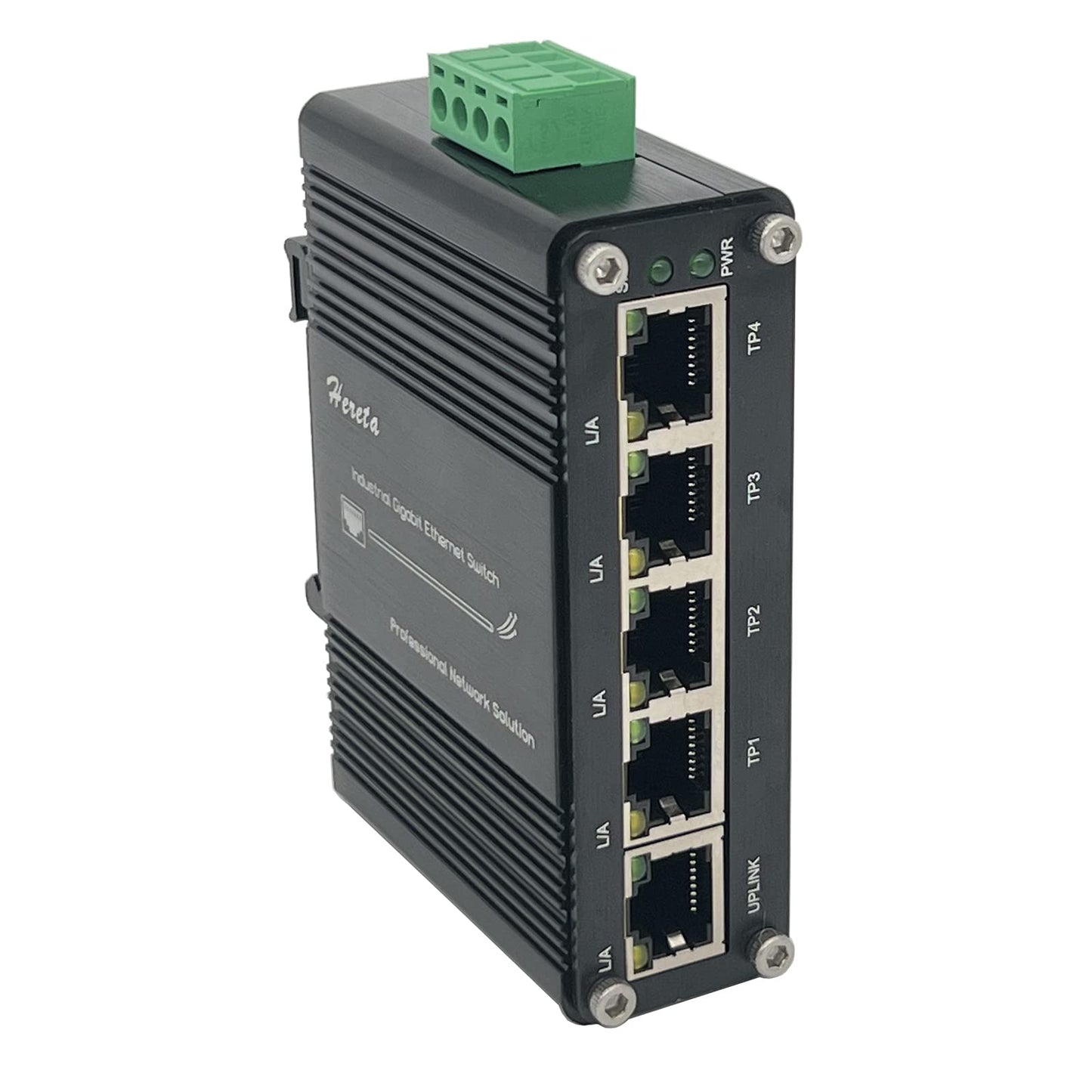 Mini 5-Port Ethernet Switch Hardened Industrial Gigabit Network Switch 10/100/1000BASE-T with Half/Full Duplex & Auto-MDI/MDI-X Function 12~48VDC Wide