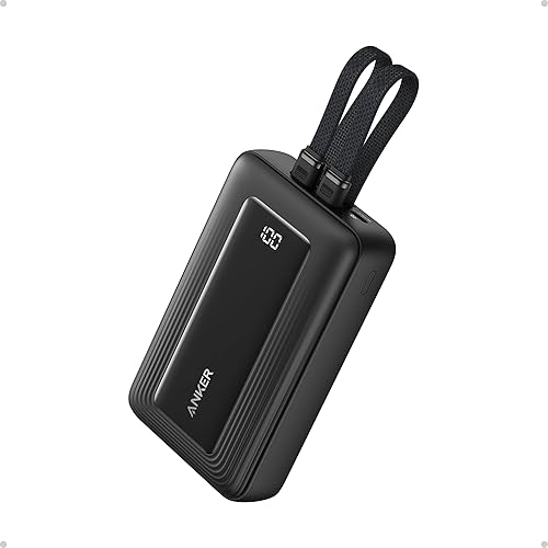 Anker Power Bank, 20,000mAh 30W Max Fast Portable Charger with Built-in USB-C and MFi Certified Lightning Cables, USB-C&A, Battery Pack for iPhone