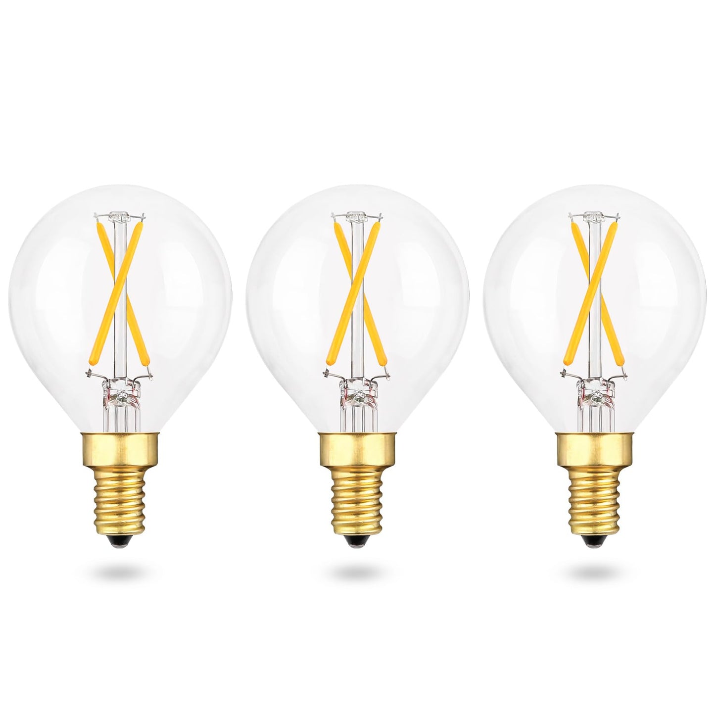 EQ Lighting 3-Pack G16.5 LED Bulb, Dimmable E12 Edison Bulb, 25W Equivalent, 3000K Soft Warm White, 200lm, 2W, for Chandelier, Ceiling Fan Light Bulbs