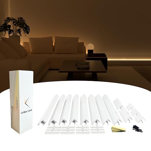 Luma Cove The 8.2FT/2.5M Modular Channel Assembly Kit for The Concealment of LED Strip Lighting Surface Mounted Cove Light Baseboard Uplight Wall
