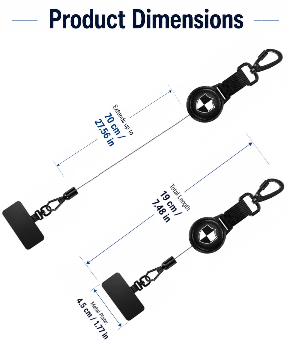 Retractable Anti Theft Phone Lanyard: Universal Pickpocket Proof Cell Phone Strap with Metal 360° Tether Tab Lock Carabiner Keychain & Adjustable