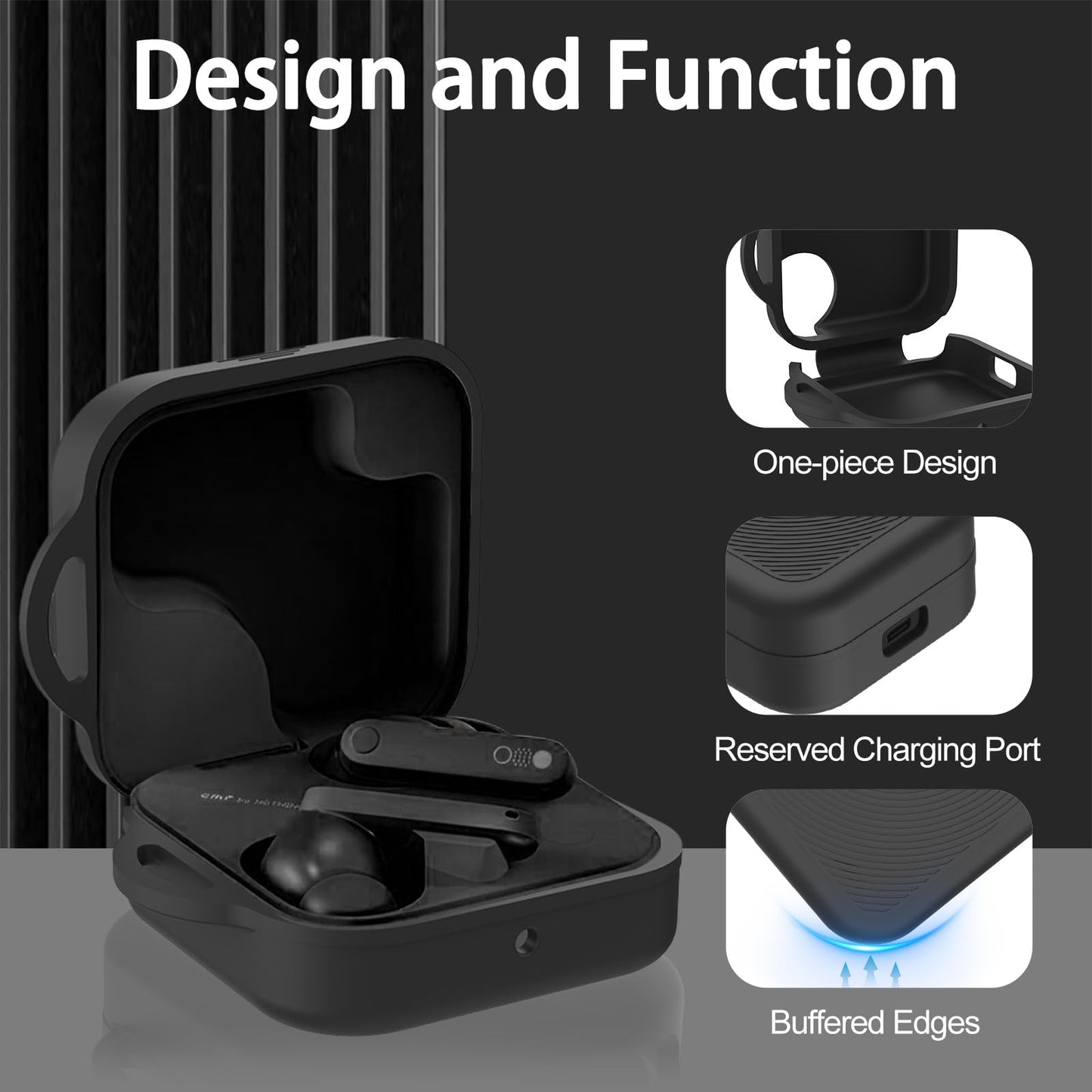 POZCIS for CMF Buds 2 Plus/CMF Buds 2 / CMF Buds Pro 2 Case Cover, Soft Silicone Protective Earbuds Case, Headphones Case with Carabiner Accessories