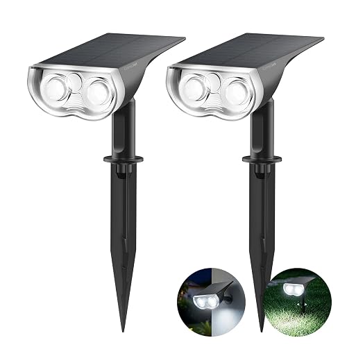 Consciot Solar Lights Outdoor Waterproof, 3 Lighting Modes Solar Spot Lights Outdoor, Auto On/Off, Solar Spotlights for Garden Yard Landscape Pathway