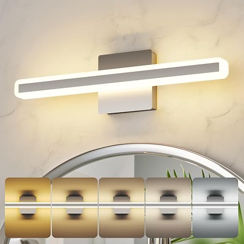 KELIDEN Modern Vanity Light 15.7 inch 16W Dimmable 5CCT Led Bathroom Light Fixture Over Mirror, Brushed Nickel Vanity Light for Bathroom Mirror