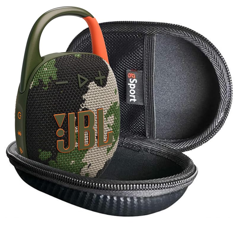 JBL Clip 5 Ultra Portable Bluetooth Speaker with gSport Carbon Fiber Case (Camo)