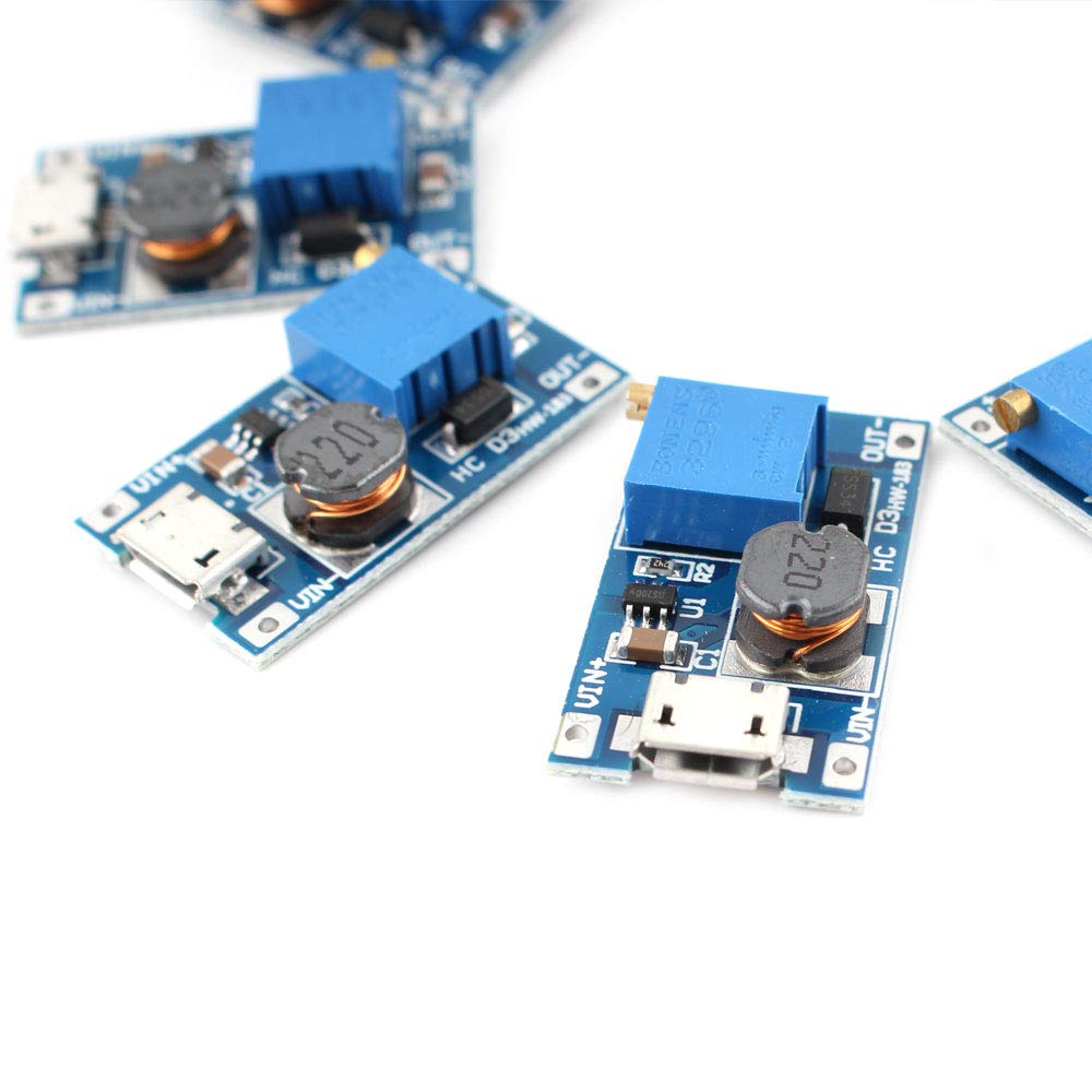 Eiechip DC-DC Step Up Converter - USB Power Module, 2V-24V to 5V-28V, 2A MT3608 Micro USB (Pack of 10)