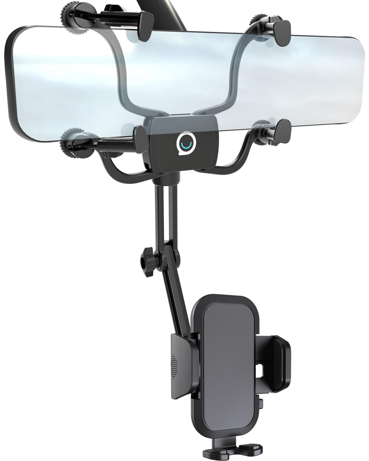 Quyee Rear View Mirror Phone Holder for Your car, Aluminum Alloy Cell Phone Mount Fit for iPhone Android Samsung and All Smartphones