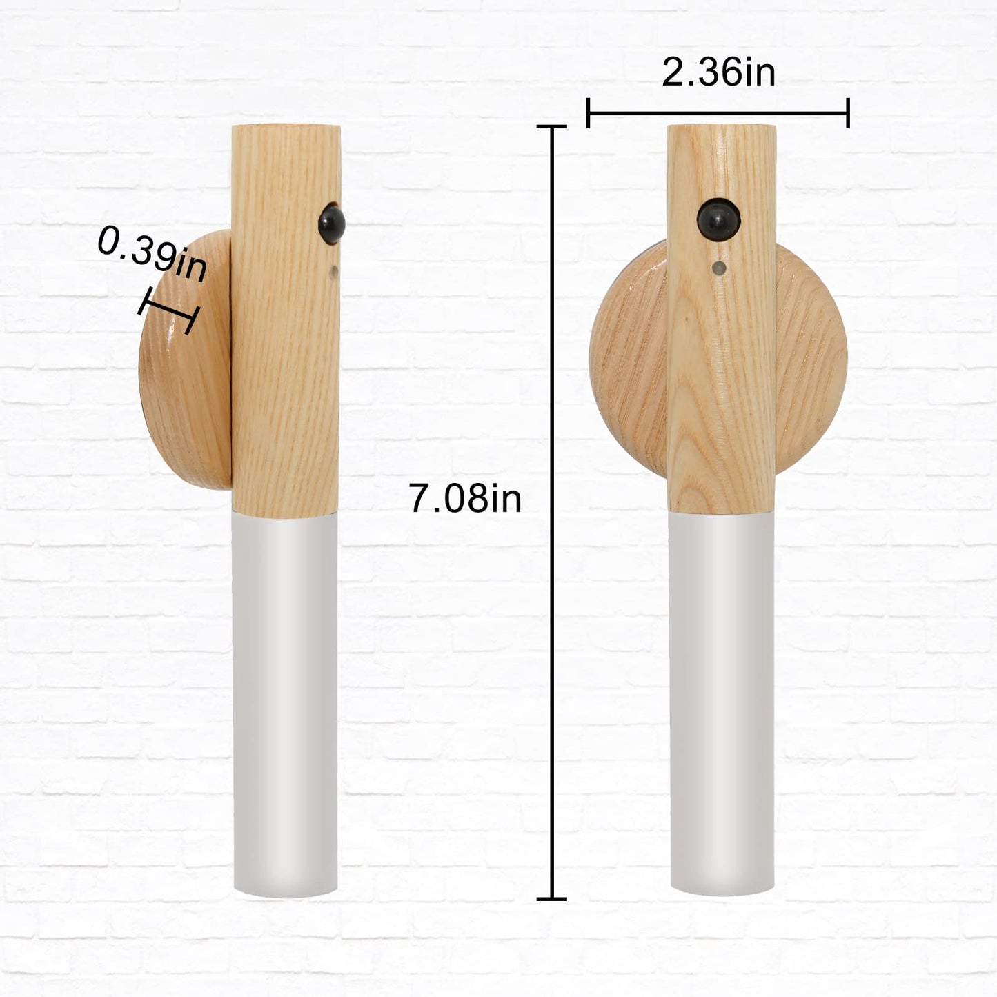 FR.Tooc Motion Sensor Wall Sconces, Smart Portable Sensor Night Light Wood USB Rechargeable Magnetic Night Light (White Ash Wood 2PCS)