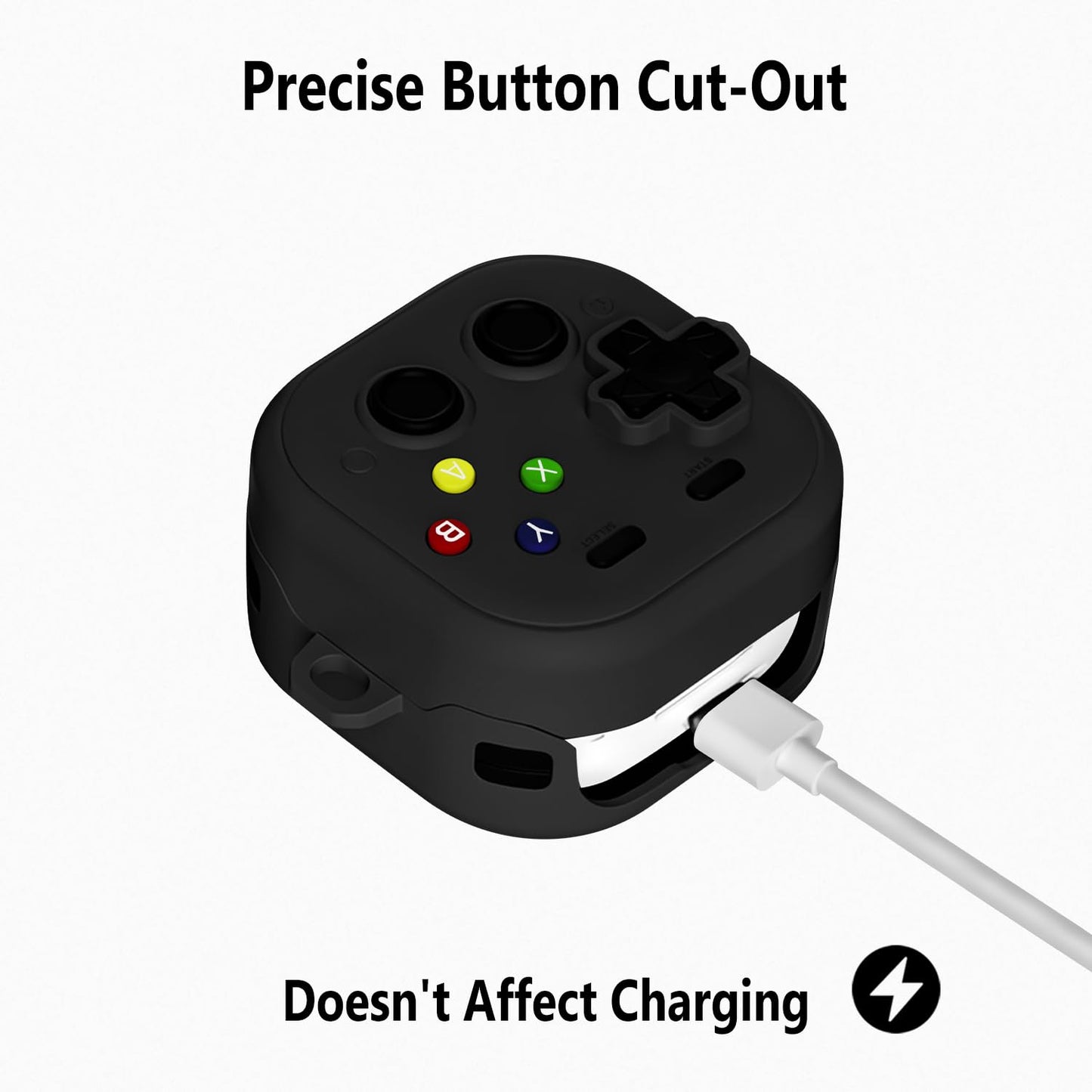 Geiomoo Soft Silicone Cover for Samsung Galaxy Buds 4 Pro Case, Samsung Galaxy Buds 4 Case, Funny Cartoon Game Design with Carabiner (Black)