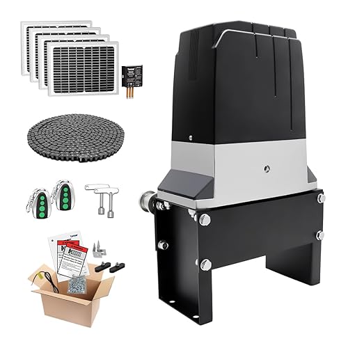 TOPENS DKC2000S Solar Sliding Gate Opener Chain Drive Automatic Gate Motor for Heavy Driveway Slide Gates Up to 4400 Pounds, Electric Gate Operator