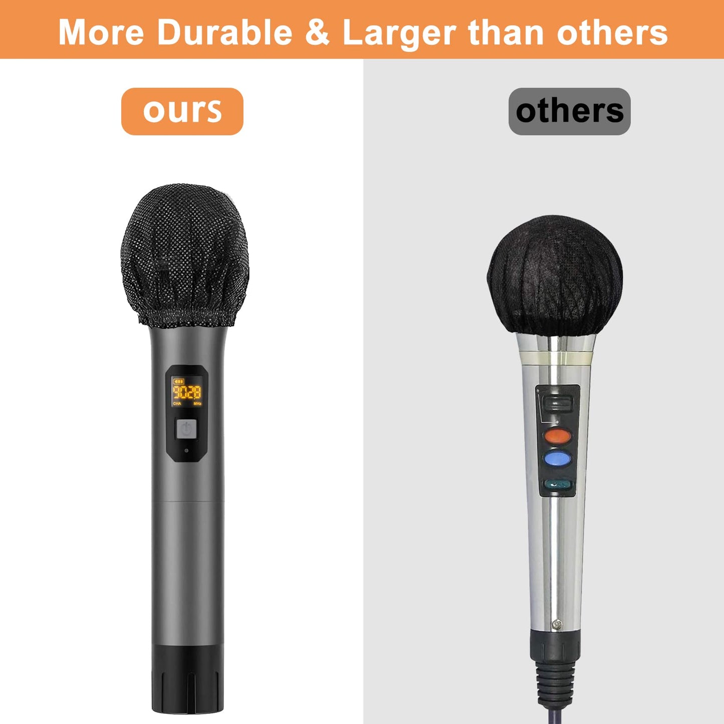 250 pcs Disposable Microphone Cover, Non - Woven Handheld Microphone Windscreen Protective Cap Mic Hygiene Covers with Elastic Band for Recording