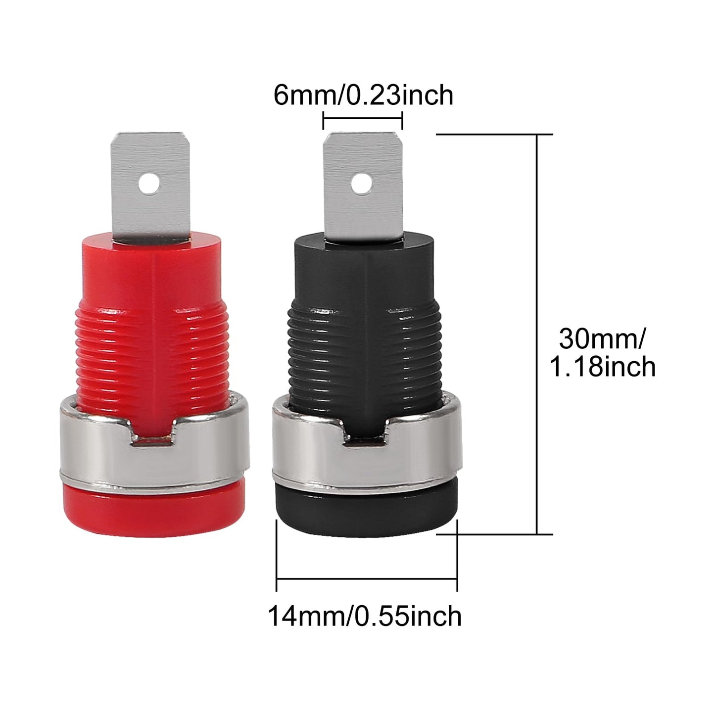 QCCAN 10PCS Black and Red 4mm Banana Female Jack Connector Banana Binding Post Panel Mount Adapter for 4mm Banana Plug Connectors (B Style)