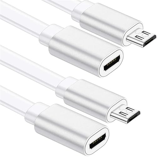 Sumind 2 Pack 20FT Total Micro USB Extension Cables, Male to Female Extender Cord Compatible with Wyze Cam OG, WYZE Cam Pan,Wyze Cam V3,Kasa Camera