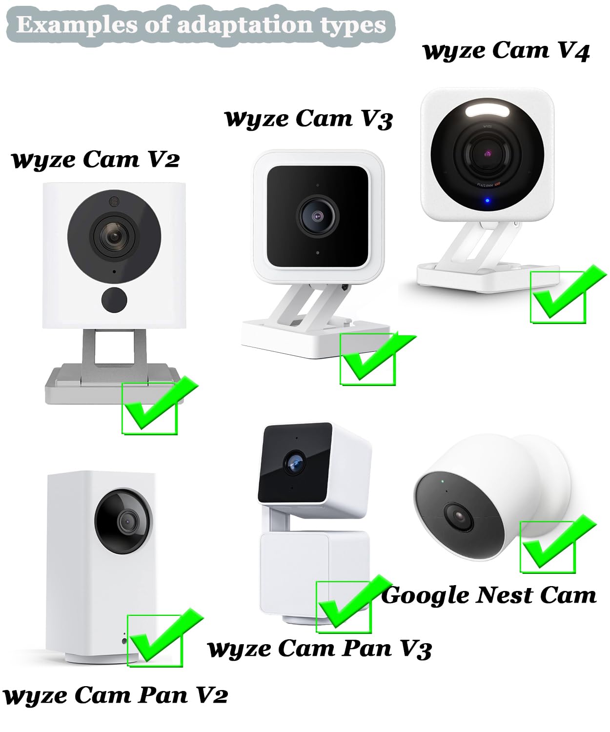 2Pack Metal Swivel Wall Mount Bracket for Wyze Cam Pan V3/V2, Wyze Cam V4/3/2 and Suitable for 1/4 inch Screws Security Camera ,Max Cover Both Sides
